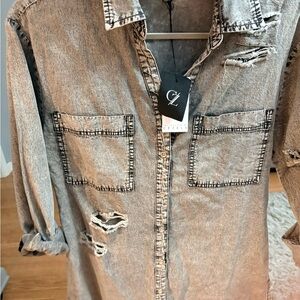 Celine Washed Gray Denim Top